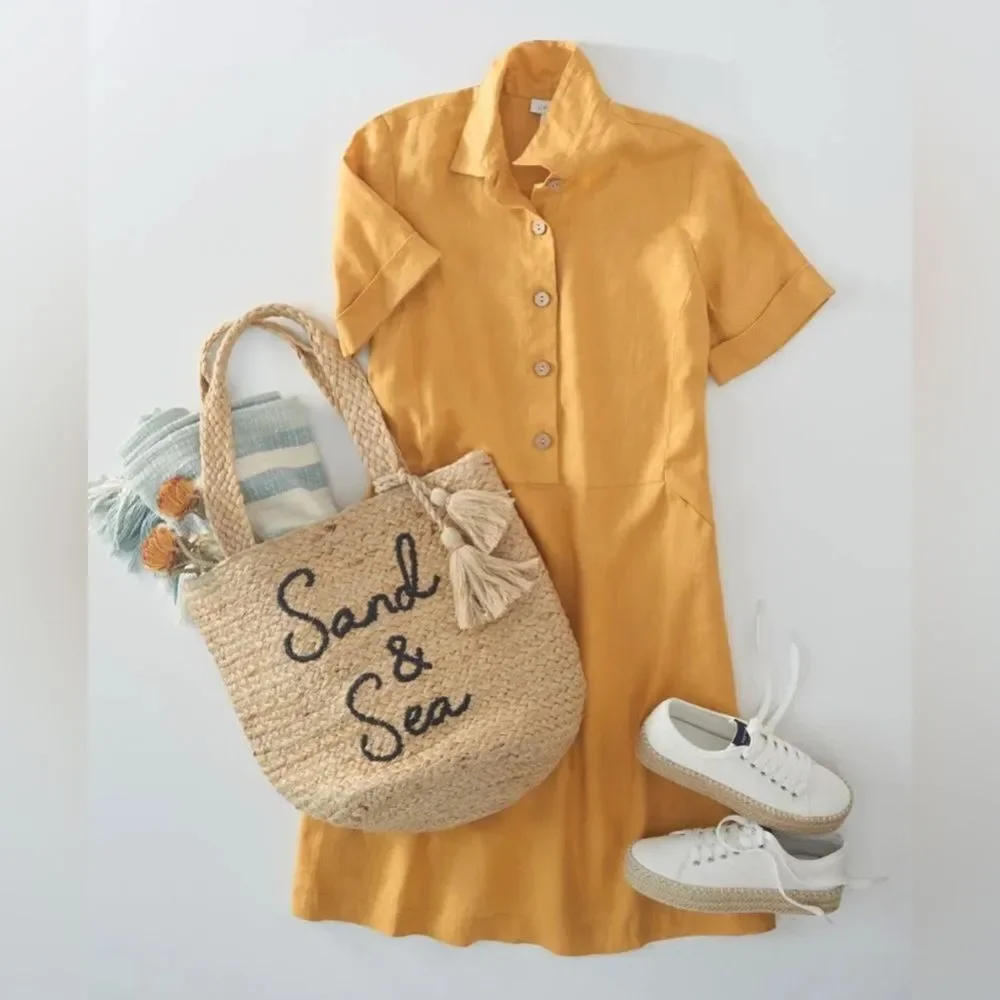 NWT‎ J.Jill  Gorgeous Sand and Sea Jute Tote-Woven Tote Bag